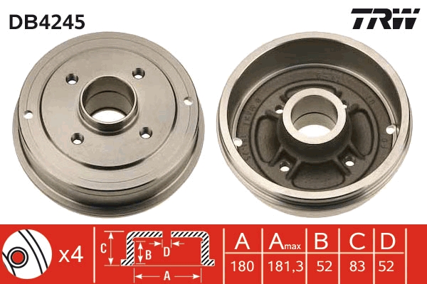 Brake Drum (Rear axle)  Art. DB4245