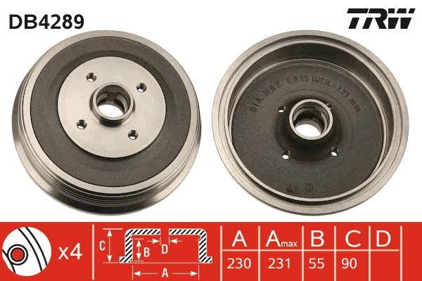 Brake Drum (Rear axle)  Art. DB4289