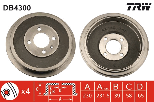 Brake Drum (Rear axle)  Art. DB4300