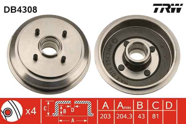 Brake Drum (Rear axle)  Art. DB4308