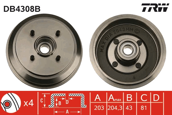 Brake Drum (Rear axle)  Art. DB4308B