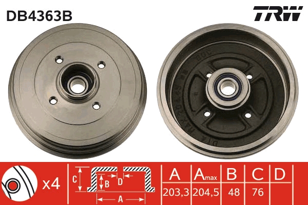 Brake Drum (Rear axle)  Art. DB4363B