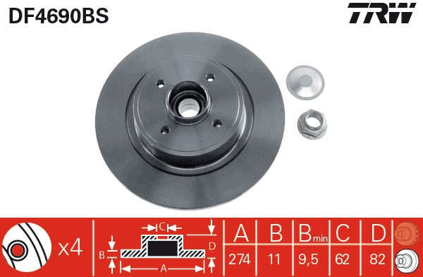 Brake Disc (Right, Left, Rear Axle, Right, Left, Rear Axle)  Art. DF4690BS