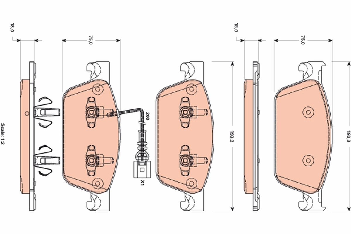 Brake Pad Set, disc brake (Front axle)  Art. GDB1887