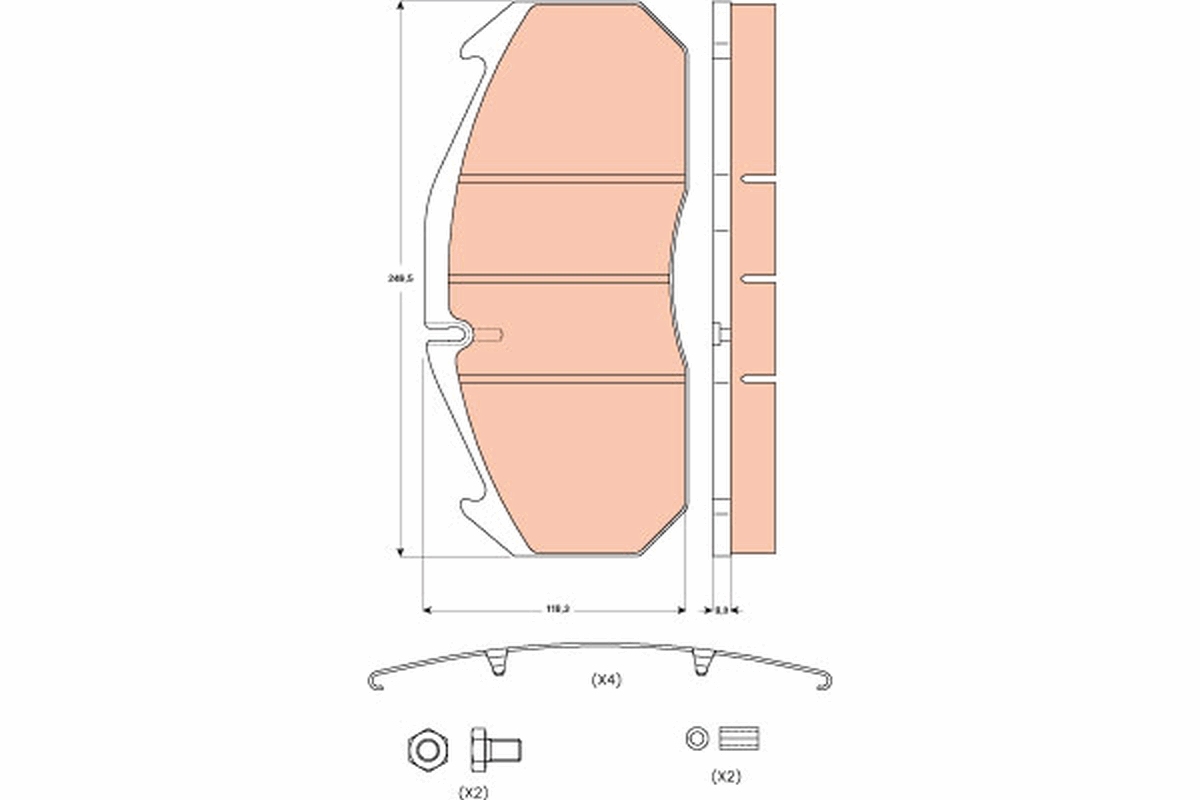 Brake pad, disc brake (Front axle, Rear axle)  Art. GDB5065