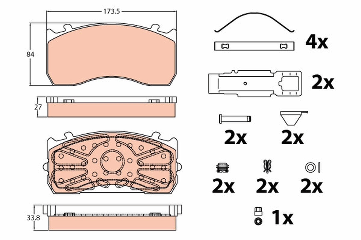 Brake pad, disc brake (Rear axle, Front axle)  Art. GDB5073