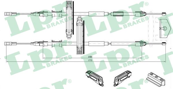 Cable Pull, parking brake (In the middle)  Art. C0224B