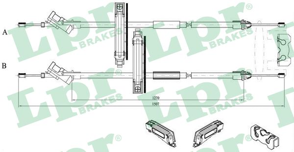 Cable Pull, parking brake (In the middle)  Art. C0227B