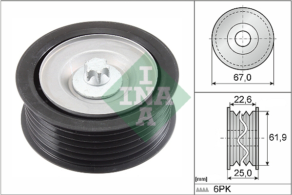 Deflection/Guide Pulley, V-ribbed belt (Engine side)  Art. 532086610