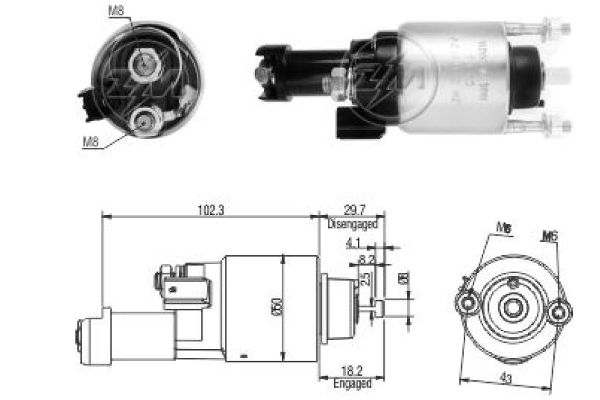 Solenoid Switch, starter (Rear axle)  Art. ZM3705