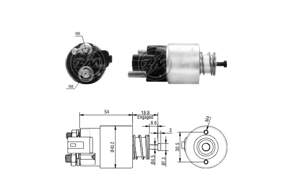 Solenoid Switch, starter (12)  Art. ZM391