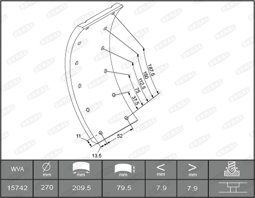 Brake Lining Kit, drum brake (Rear axle)  Art. KBL1503001561