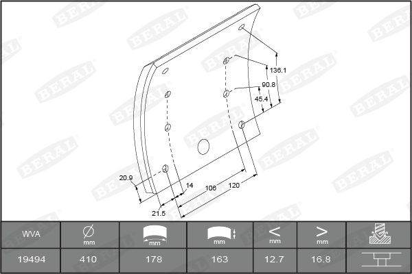 Brake Lining Kit, drum brake  (Rear axle, Front axle)  Art. KBL1949491575