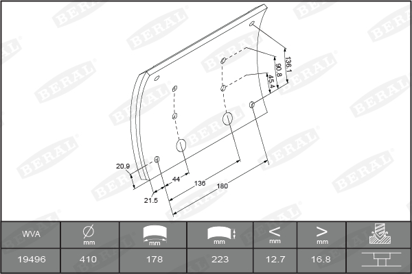 Brake Lining Kit, drum brake  (Rear axle)  Art. KBL1949611575