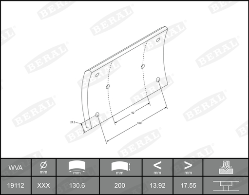 Brake Lining Kit, drum brake  (364)  Art. KBL1950501561