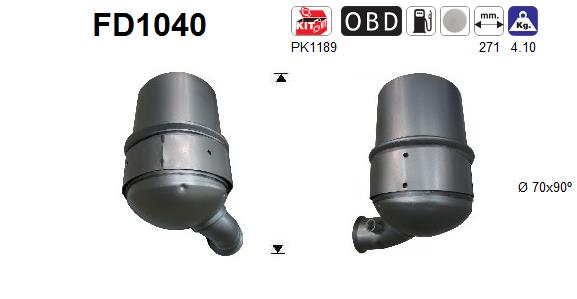 Soot/Particulate Filter, exhaust system  (In the middle)  Art. FD1040