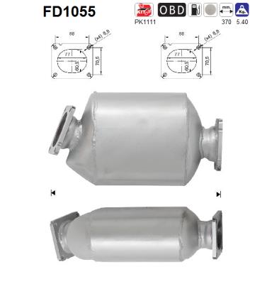 Soot/Particulate Filter, exhaust system (In the middle)  Art. FD1055