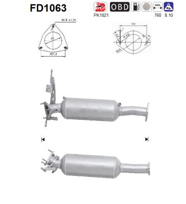 Soot/Particulate Filter, exhaust system  Art. FD1063