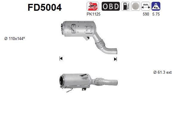 Soot/Particulate Filter, exhaust system  (In front)  Art. FD5004