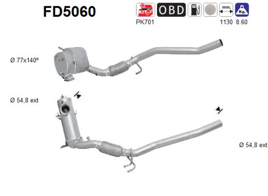 Soot/Particulate Filter, exhaust system  (In front)  Art. FD5060