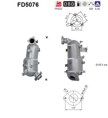 Soot/Particulate Filter, exhaust system  Art. FD5076