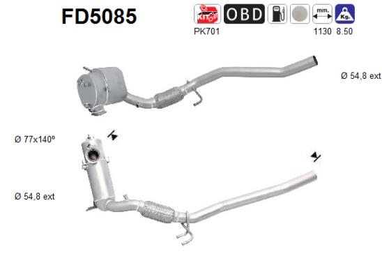 Soot/Particulate Filter, exhaust system  (In front)  Art. FD5085