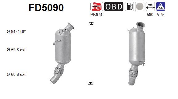 Soot/Particulate Filter, exhaust system (In front)  Art. FD5090