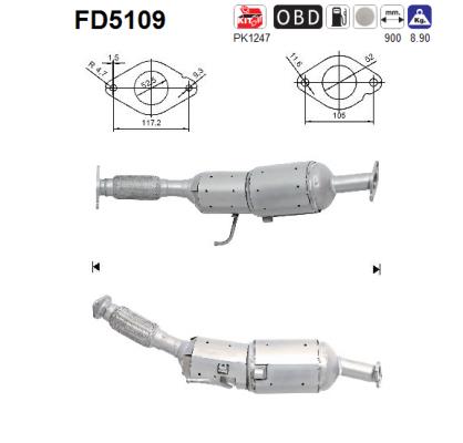 Soot/Particulate Filter, exhaust system (E9-103R)  Art. FD5109