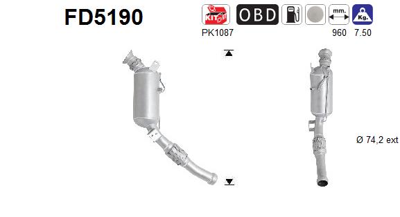 Soot/Particulate Filter, exhaust system  Art. FD5190