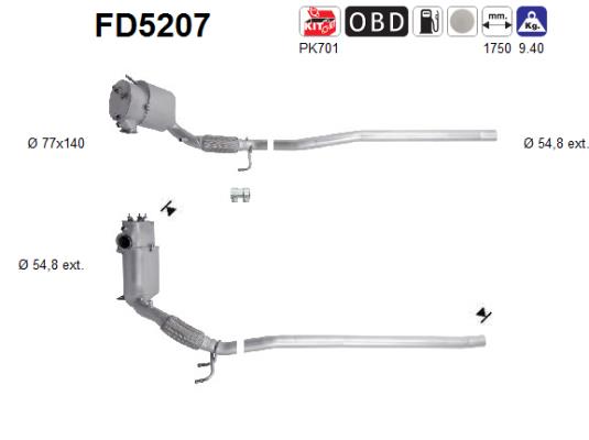 Soot/Particulate Filter, exhaust system (In front)  Art. FD5207