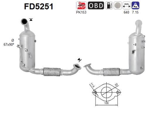 Soot/Particulate Filter, exhaust system  Art. FD5251