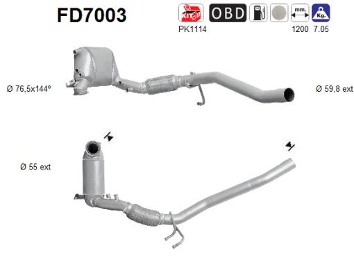 Soot/Particulate Filter, exhaust system (In front)  Art. FD7003