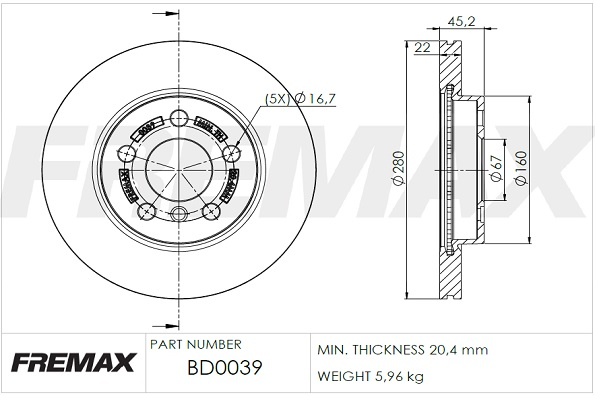 Brake Disc (Front axle)  Art. BD0039