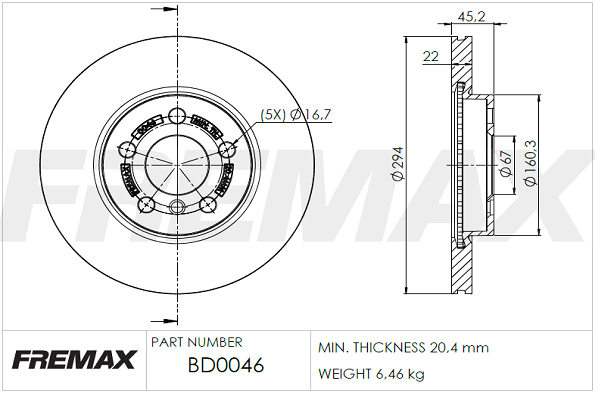 Brake Disc (Front axle)  Art. BD0046