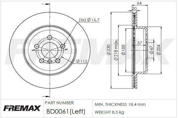 Brake Disc (Front axle)  Art. BD0061