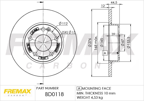 Brake Disc (Front axle)  Art. BD0118