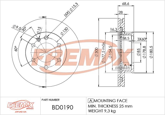 Brake Disc (Front axle)  Art. BD0190