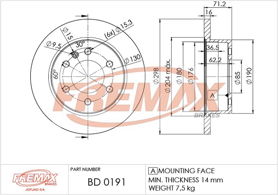 Brake Disc (Rear axle)  Art. BD0191