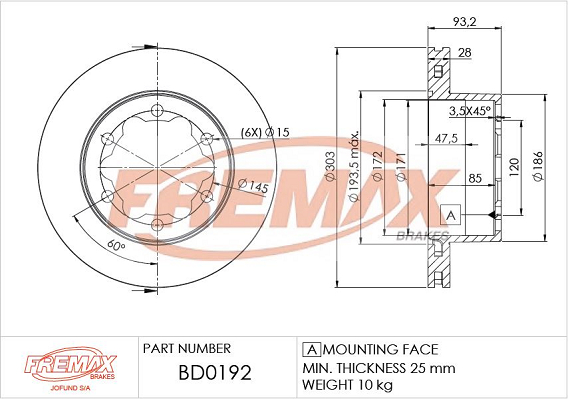 Brake Disc (Rear axle)  Art. BD0192