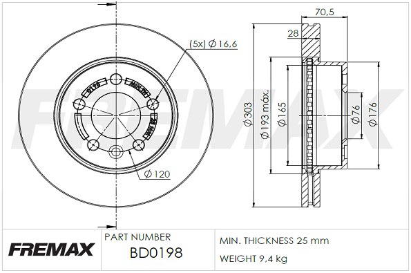 Brake Disc (Front axle)  Art. BD0198