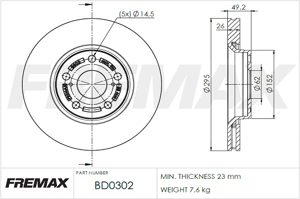 Brake Disc (Front axle)  Art. BD0302