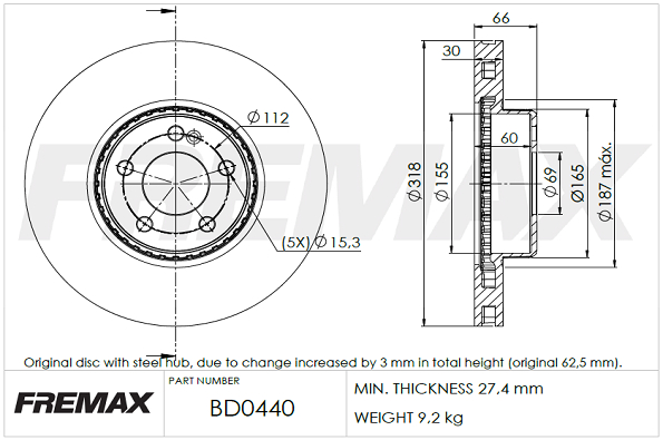 Brake Disc (Front axle)  Art. BD0440