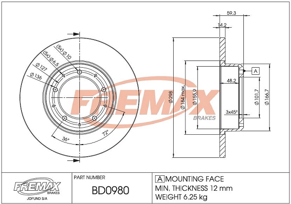 Brake Disc (Rear axle)  Art. BD0980