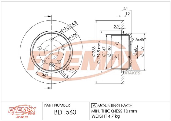 Brake Disc (Rear axle)  Art. BD1560