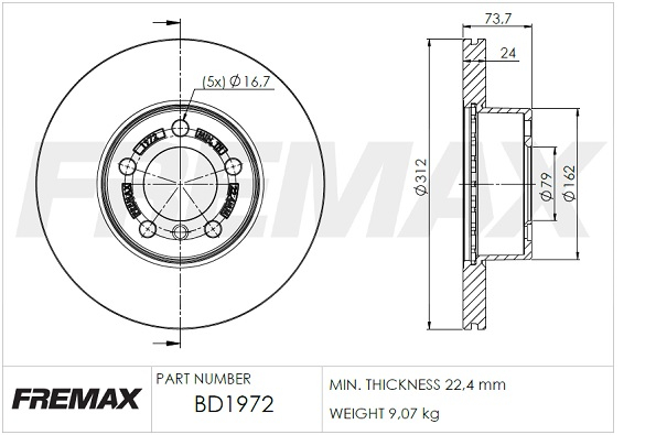 Brake Disc (Front axle)  Art. BD1972