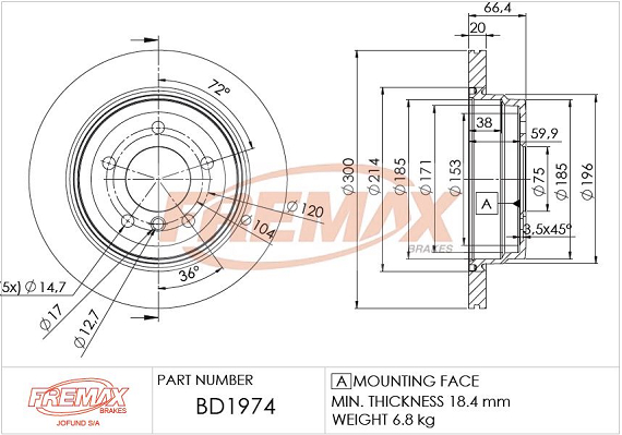 Brake Disc (Rear axle)  Art. BD1974