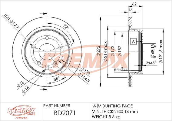 Brake Disc (Rear axle)  Art. BD2071