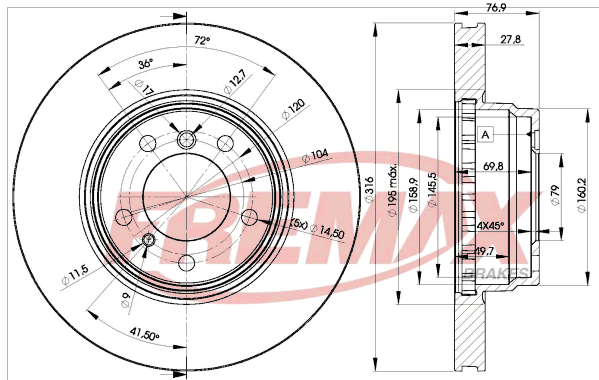 Brake disc (Front axle)  Art. BD2093