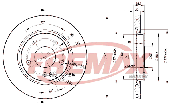 Brake Disc (Front axle)  Art. BD2112