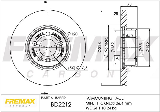 Brake Disc (Front axle)  Art. BD2212